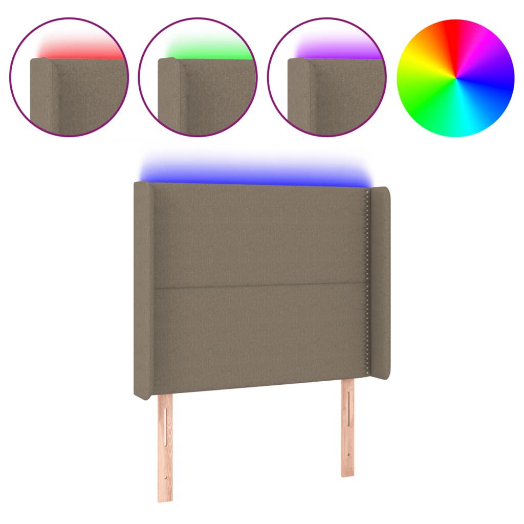vidaXL Κεφαλάρι Κρεβατιού LED Taupe 83x16x118/128εκ. Υφασμάτινο