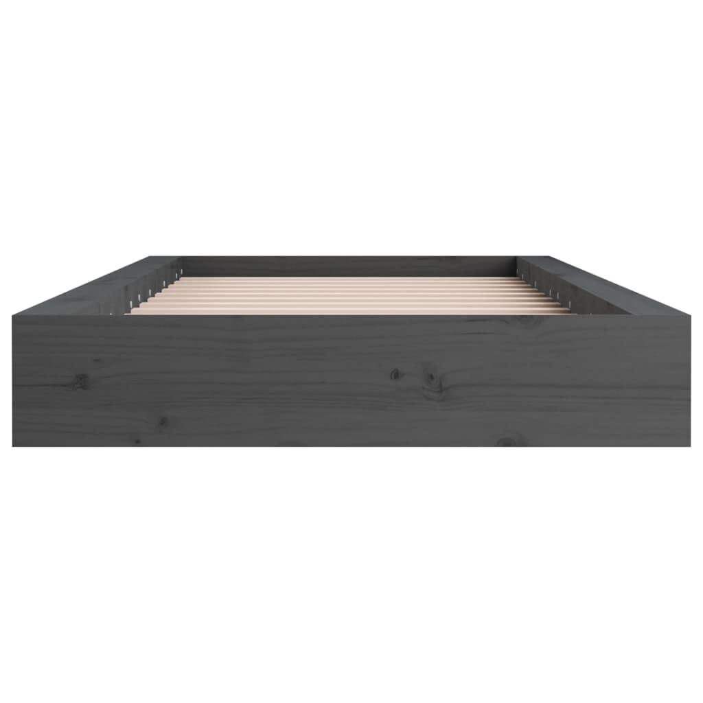 vidaXL Πλαίσιο Κρεβατιού Γκρι 75 x 190 εκ. από Μασίφ Ξύλο Small Single