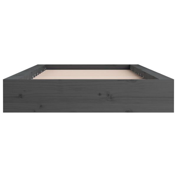 vidaXL Πλαίσιο Κρεβατιού Γκρι 75 x 190 εκ. από Μασίφ Ξύλο Small Single