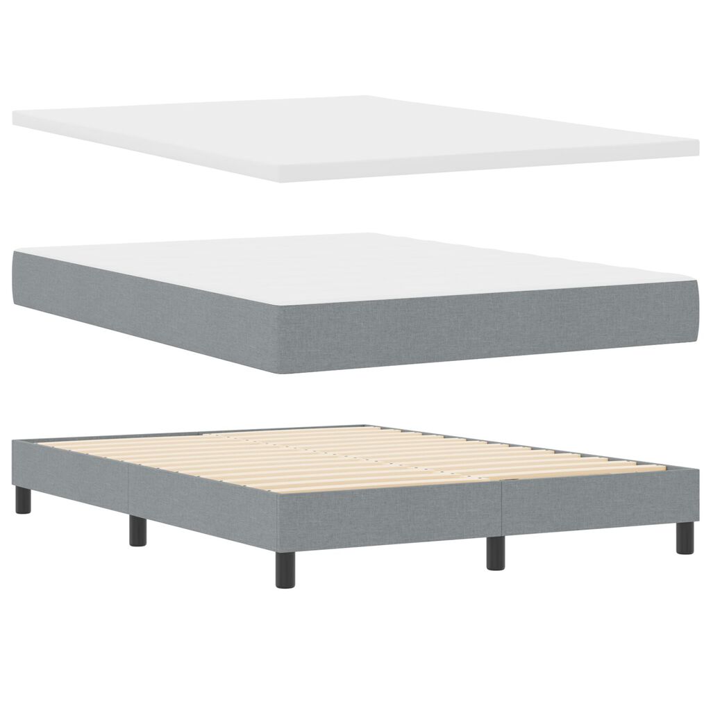 vidaXL Κρεβάτι Box Spring με Στρώμα & LED Ανοιχτό Γκρι 140x200 εκ Ύφασμα