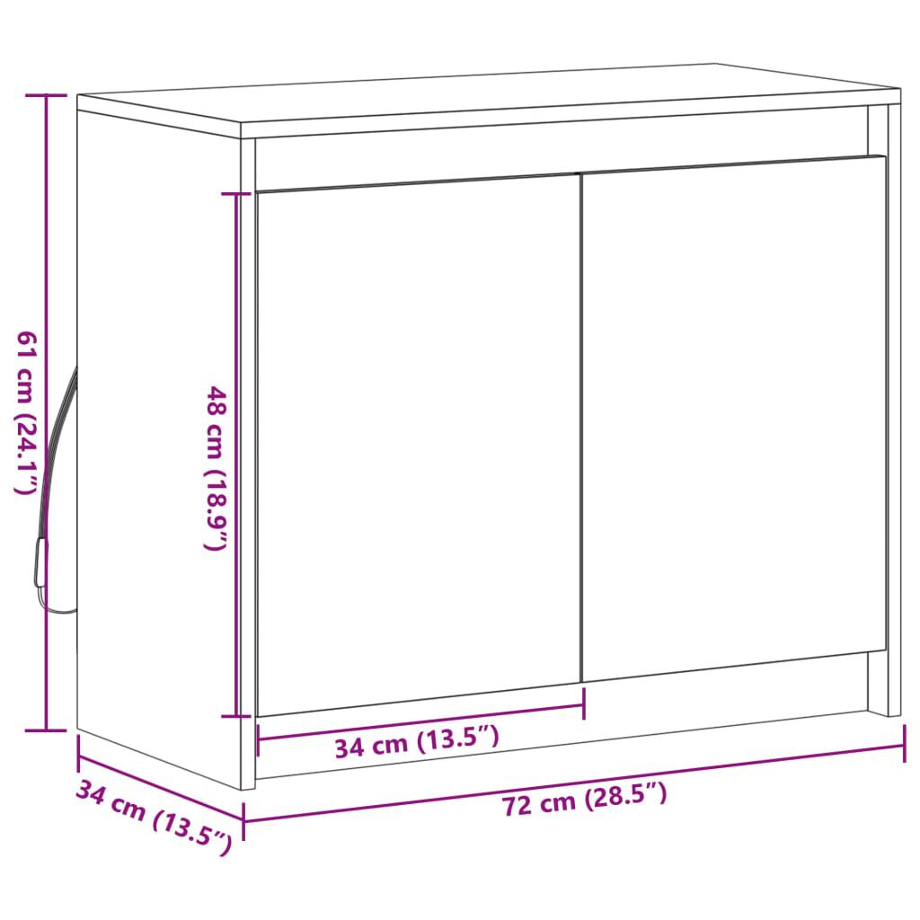 vidaXL Ντουλάπι με Φώτα LED Sonoma Δρυς 72x34x61 εκ Επεξεργασμένο Ξύλο