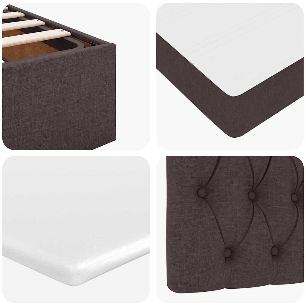 vidaXL Ottoman Κρεβάτι με Στρώμα Σκούρο Καφέ 120x200cm Ύφασμα