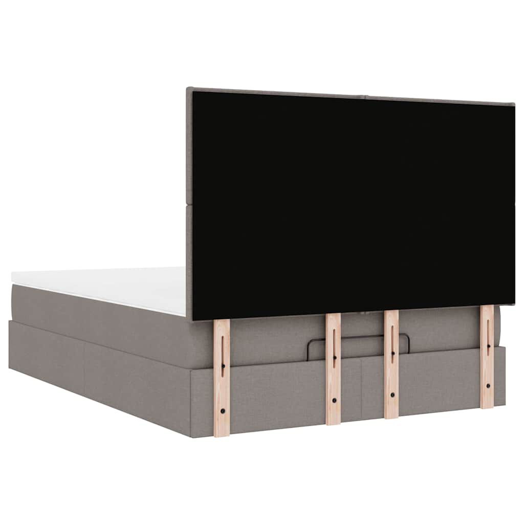 vidaXL Οθωμανικό κρεβάτι με στρώμα Taupe 140x200cm ύφασμα