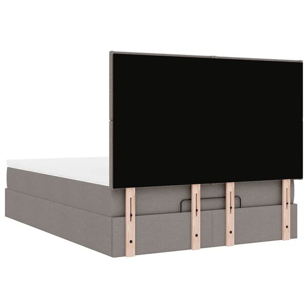 vidaXL Οθωμανικό κρεβάτι με στρώμα Taupe 140x200cm ύφασμα