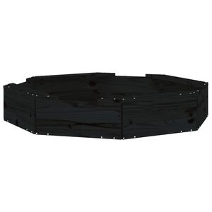 vidaXL Αμμοδόχος με Καθίσματα Μαύρη Οκτάγωνη από Μασίφ Ξύλο Πεύκου