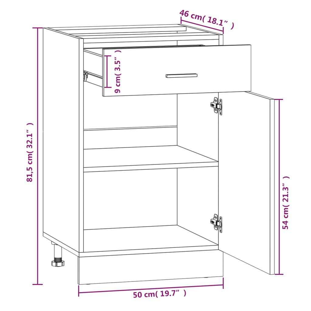 vidaXL Έπιπλο Με Συρτάρι Lyon Καφέ Δρυς 50x46x81,5εκ.