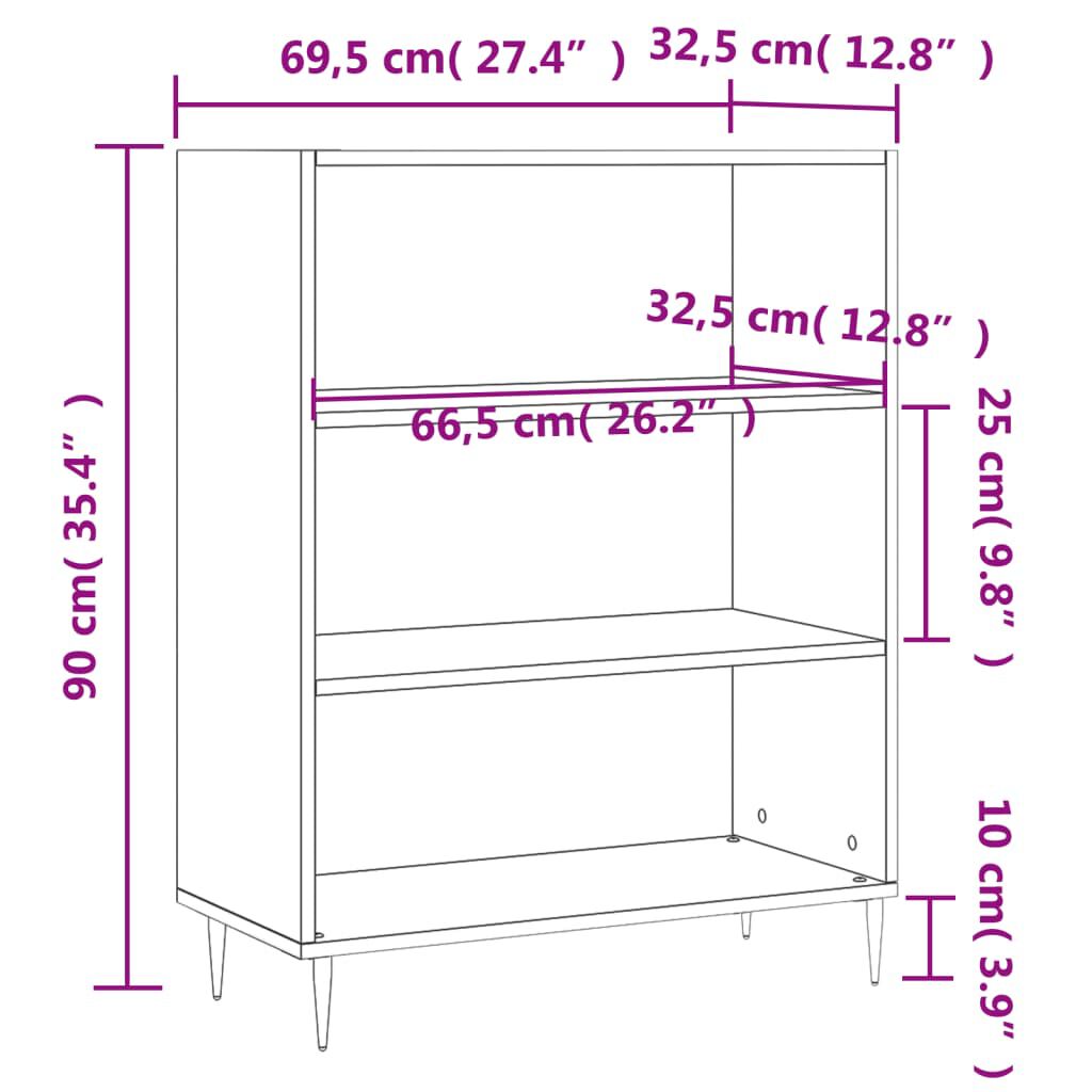 vidaXL Βιβλιοθήκη Καπνιστή Δρυς 69,5 x 32,5 x 90 εκ. από Επεξεργ. Ξύλο