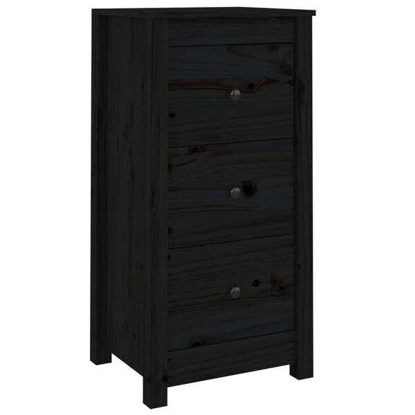 vidaXL Ντουλάπι Μαύρος 40x35x80 εκ. από Μασίφ Ξύλο Πεύκου
