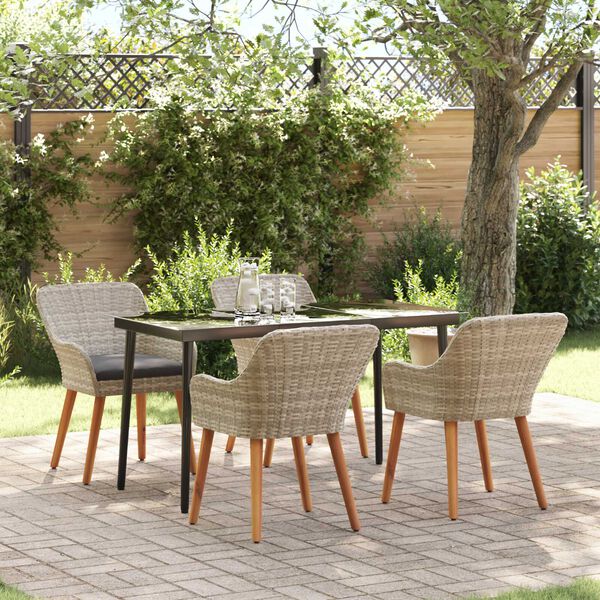 vidaXL Σετ τραπεζαρίας 5 pcs Ανοιχτό γκρι Πολυ ράταν
