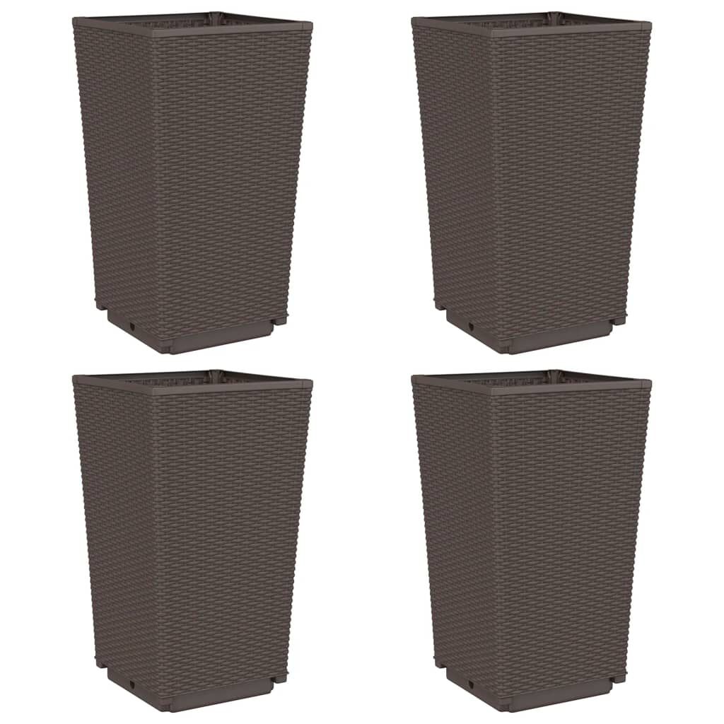 vidaXL Ζαρντινιέρες Κήπου 4 τεμ. Καφέ 32,5x32,5x57 εκ. Πολυπροπυλένιο