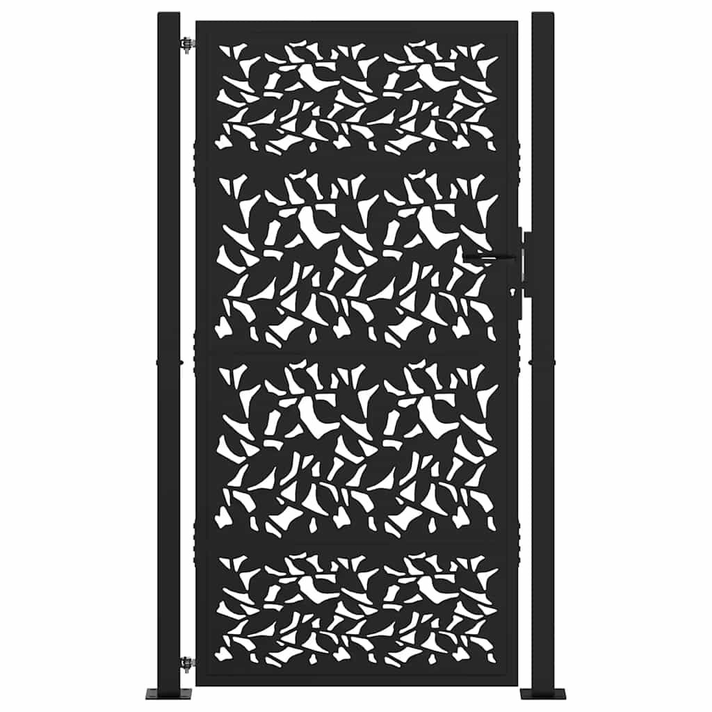 vidaXL Πύλη κήπου Μαύρη 105x180 cm Σχεδιασμός φύλλων χάλυβα