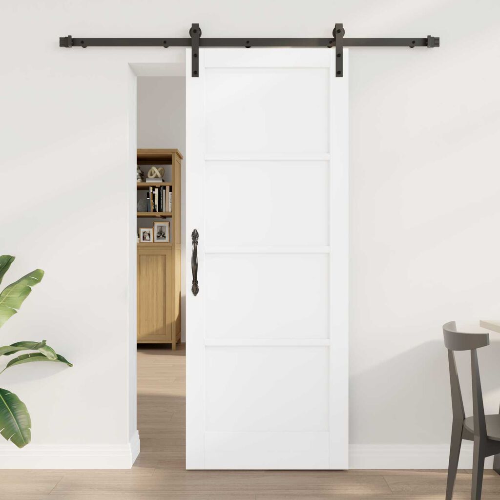 vidaXL Συρόμενη Πόρτα Λευκό και μαύρο 78 x 202 εκ.