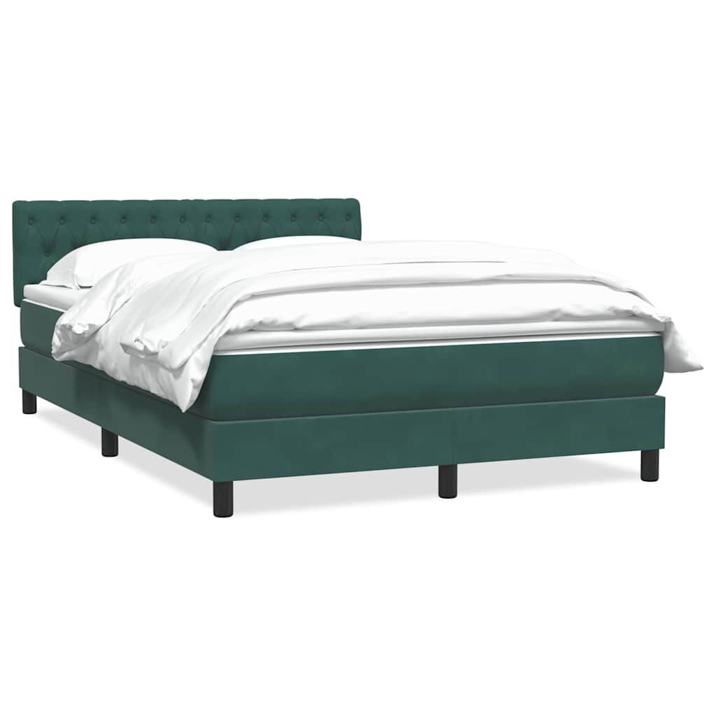 vidaXL Box Spring Κρεβάτι με στρώμα Σκούρο πράσινο 140x220cm Βελούδινο