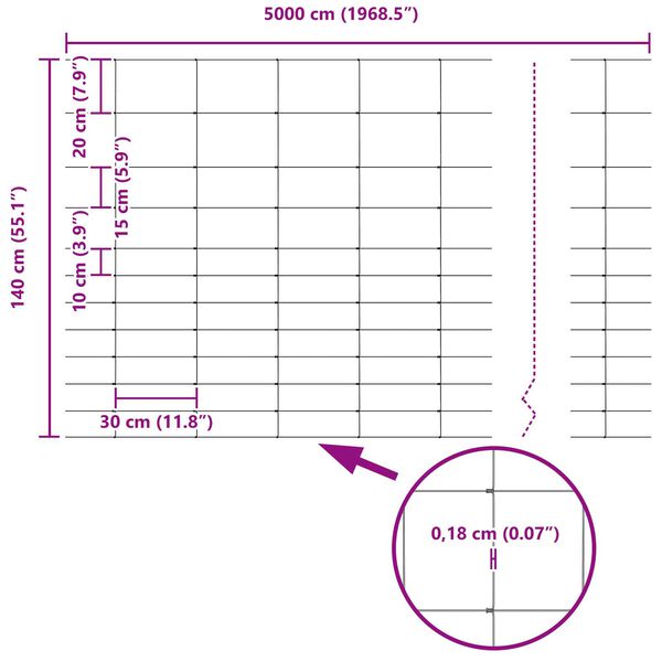 vidaXL Περίφραξη αγρού Ασημί 50 x 1.4 μ Γαλβανισμένος χάλυβας
