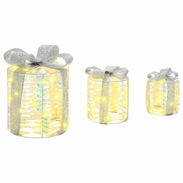 vidaXL Διακόσμηση Κουτιού Δώρου 3 pcs Θερμό λευκό 20 x 20 x 20 εκ. PET