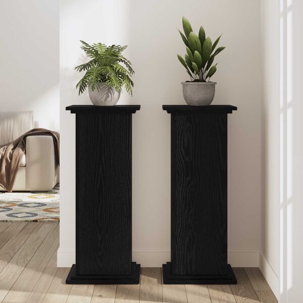 vidaXL Σταντ Φυτών Μαύρη Δρυς 33x33x100 εκ, Φτιαγμένο από Ξύλο