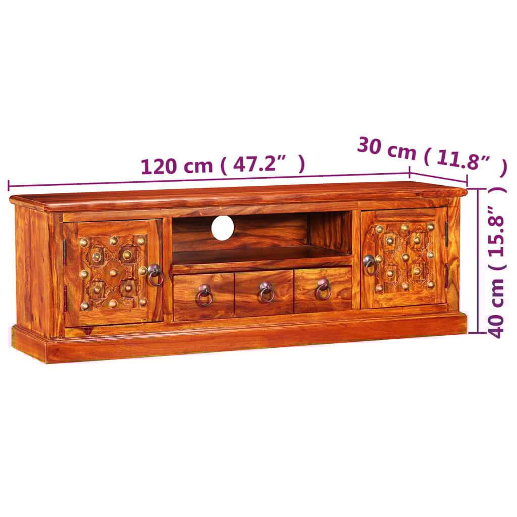 vidaXL Έπιπλο Τηλεόρασης 120 x 30 x 40 εκ. από Μασίφ Ξύλο Sheesham