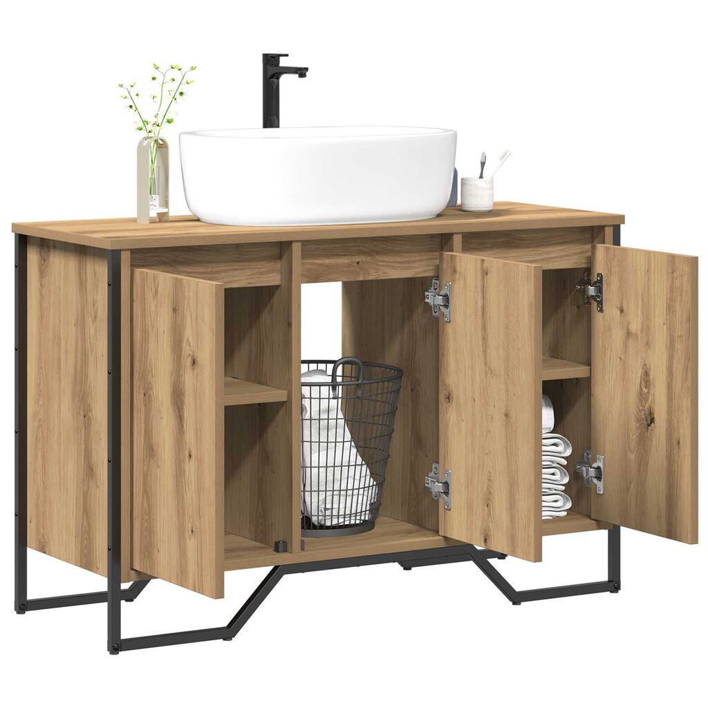 vidaXL ντουλάπι νιπτήρα μασίφ δρυός 91x35x60 εκ επεξεργασμένο ξύλο