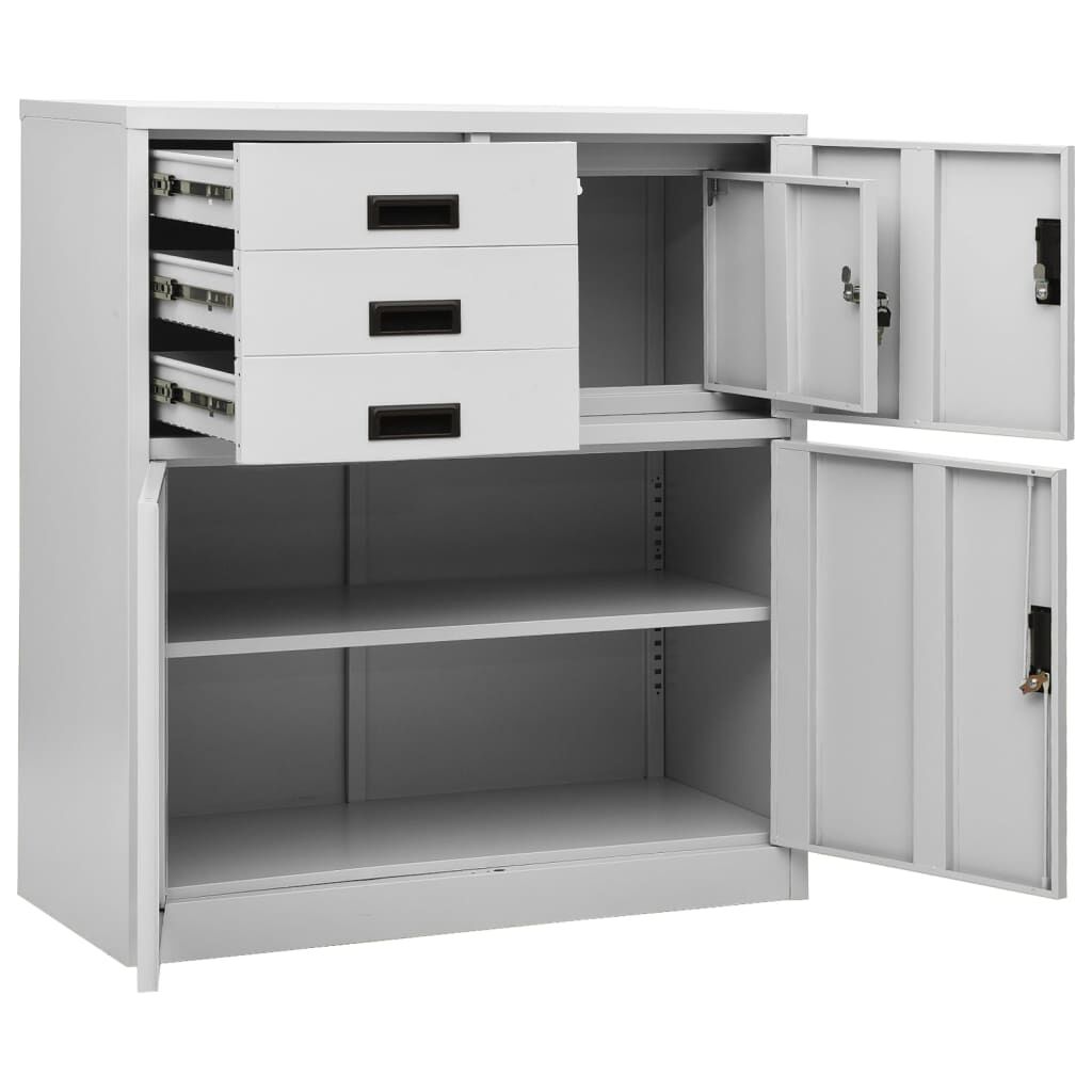 vidaXL Ντουλάπα Γραφείου Ανοιχτό Γκρι 90 x 40 x 102 εκ. Ατσάλινη
