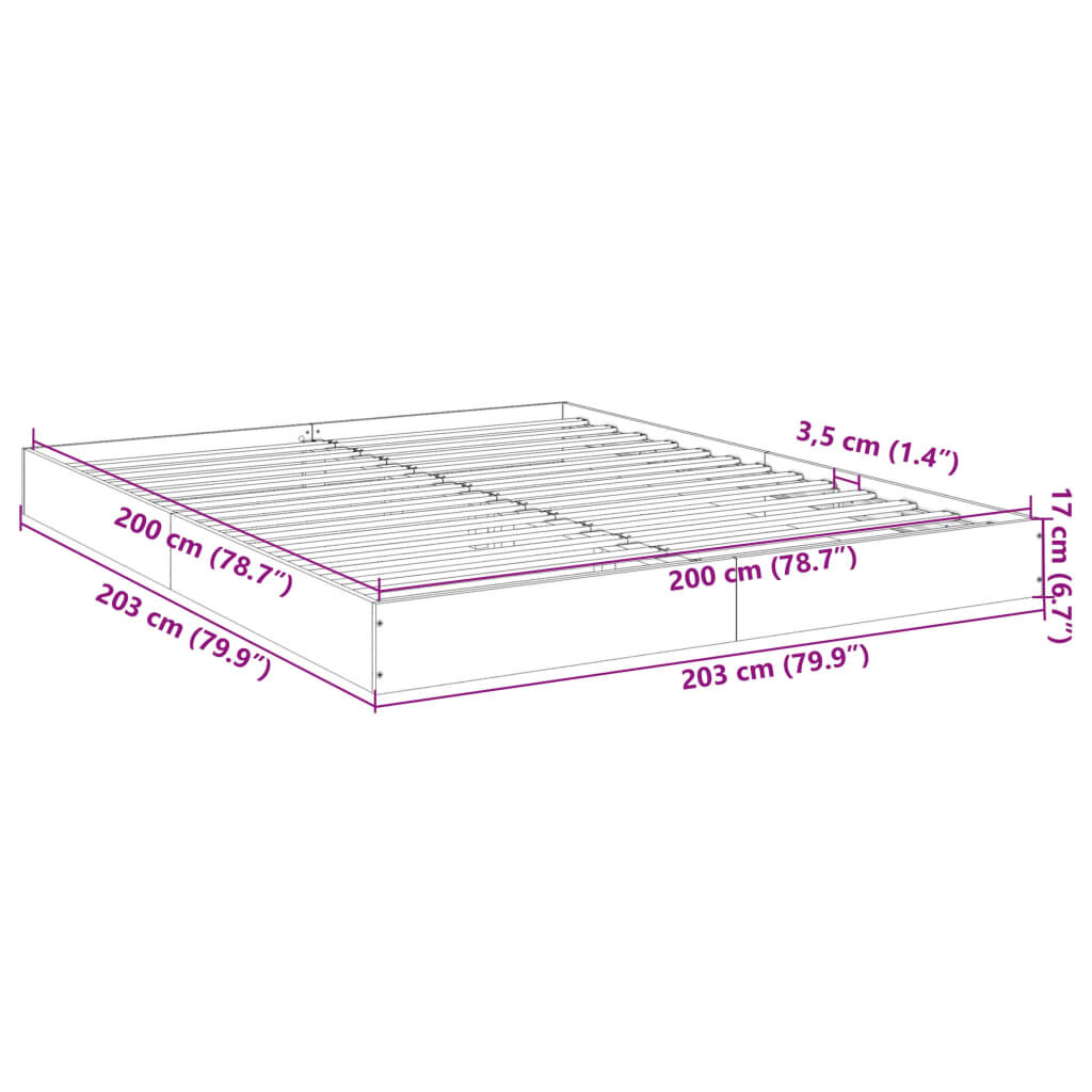 vidaXL Πλαίσιο Κρεβατιού Λευκό 200 x 200 εκ. από Επεξεργασμένο Ξύλο