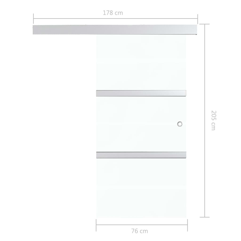 vidaXL Συρόμενη Πόρτα Ασημί 76x205εκ. Γυαλί ESG/Αλουμίνιο Μαλακά Στοπ