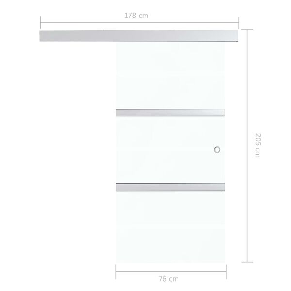 vidaXL Συρόμενη Πόρτα Ασημί 76x205εκ. Γυαλί ESG/Αλουμίνιο Μαλακά Στοπ
