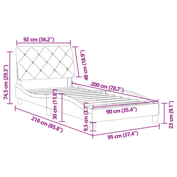 vidaXL Πλαίσιο Κρεβατιού με Κεφαλάρι Μπλε 90x200 εκ. Βελούδινο