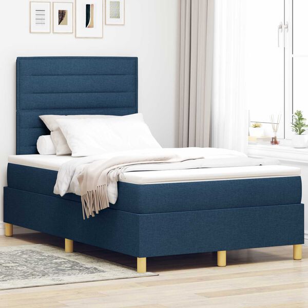 vidaXL Κρεβάτι με Στρώμα Μπλε 120x200 εκ. Ύφασμα