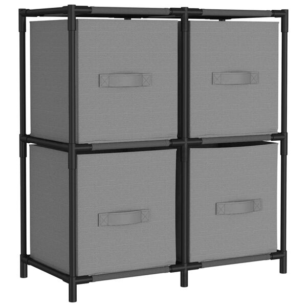 vidaXL Ντουλάπι με 4 Υφασμάτινα Καλάθια Γκρι 63x30x71 εκ. από Ατσάλι
