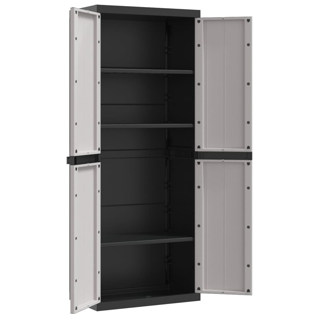 vidaXL Ντουλάπι Αποθ. Εξ. Χώρου Γκρι/Μαύρο 65x37x165εκ. Πολυπροπυλένιο