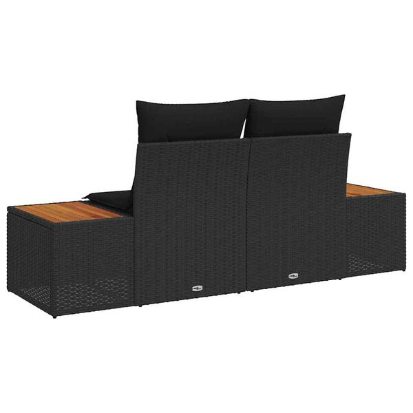vidaXL Καναπές Κήπου Μαύρο 184 x 62 x 85εκ συνθετικό ρατάν
