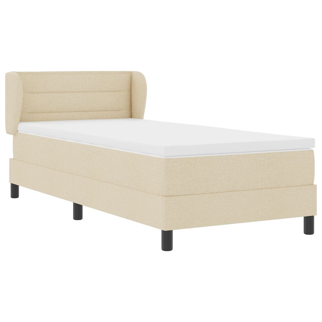 vidaXL Κρεβάτι Box Spring με στρώμα Κρεμ 100x200 εκ. Υφάσματος