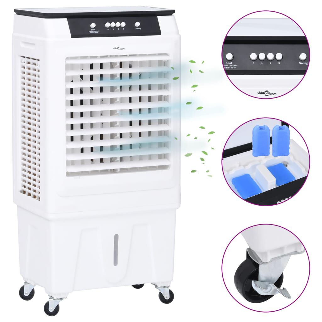 vidaXL Air Cooler Φορητό 3 σε 1 Ασπρόμαυρο 480 x 340 x 980 εκ. 80 W