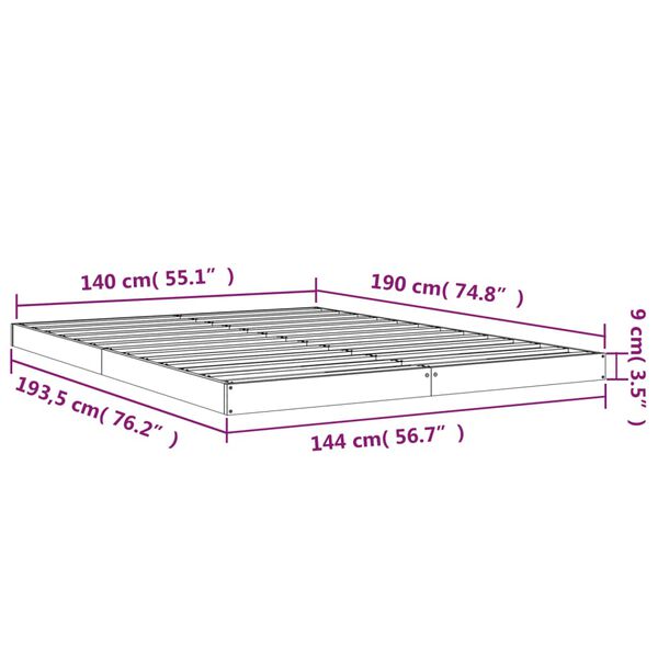 vidaXL Πλαίσιο Κρεβατιού 140 x 190 εκ. από Μασίφ Ξύλο Πεύκου