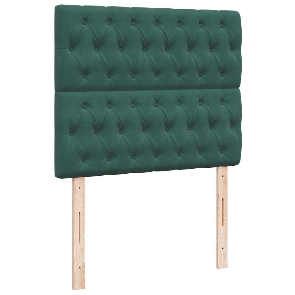 vidaXL Κρεβάτι Boxspring με Στρώμα Σκούρο Πράσινο 120x190εκ. Βελούδινο