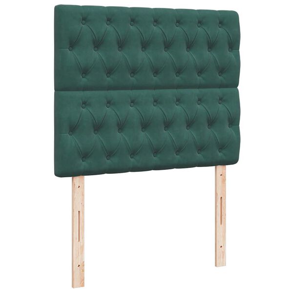 vidaXL Κρεβάτι Boxspring με Στρώμα Σκούρο Πράσινο 120x190εκ. Βελούδινο