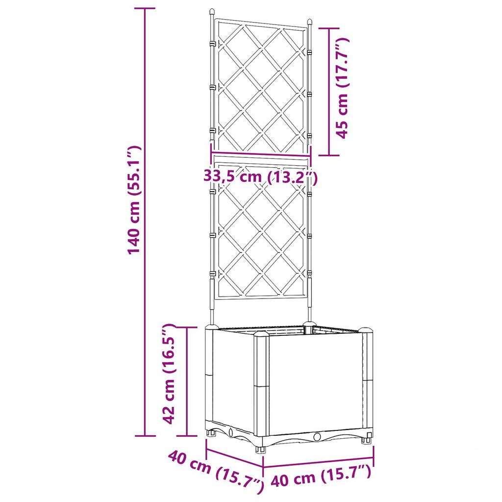 vidaXL Γλάστρα Κήπου με Πλέγμα Καφέ 40x40x143 εκ