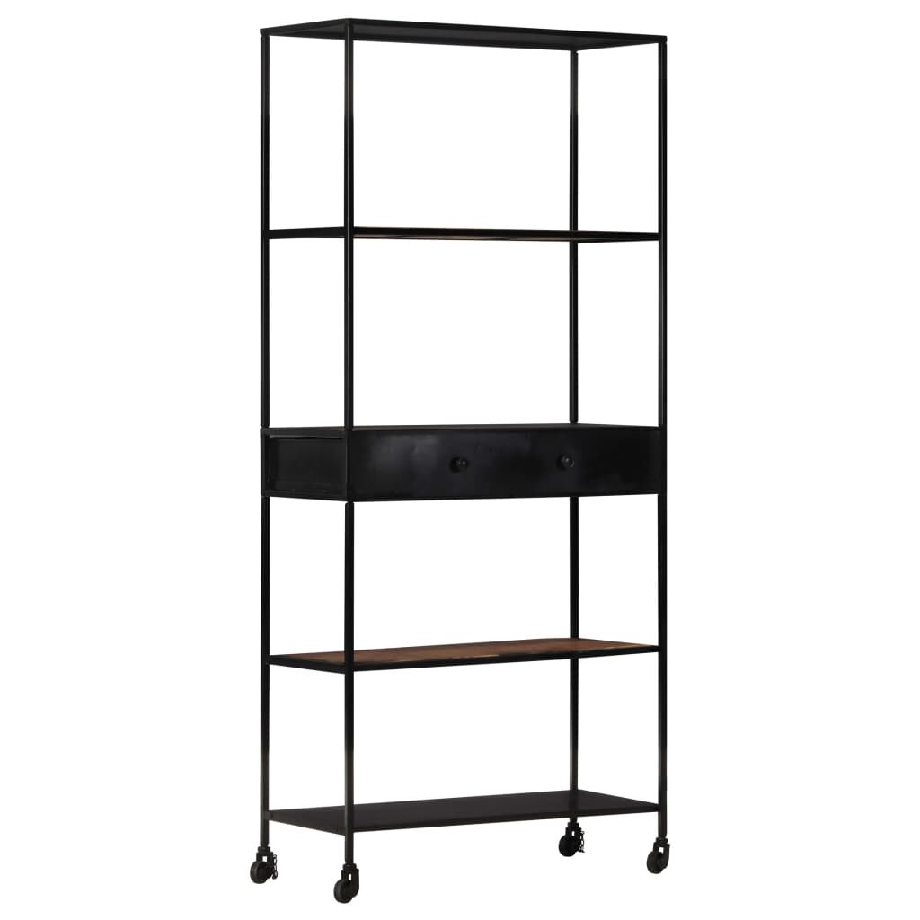 vidaXL Βιβλιοθήκη 80x35x180 εκ. από Ακατέργαστο Ξύλο Μάνγκο & Σίδηρο