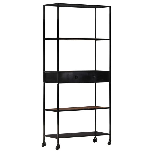vidaXL Βιβλιοθήκη 80x35x180 εκ. από Ακατέργαστο Ξύλο Μάνγκο & Σίδηρο