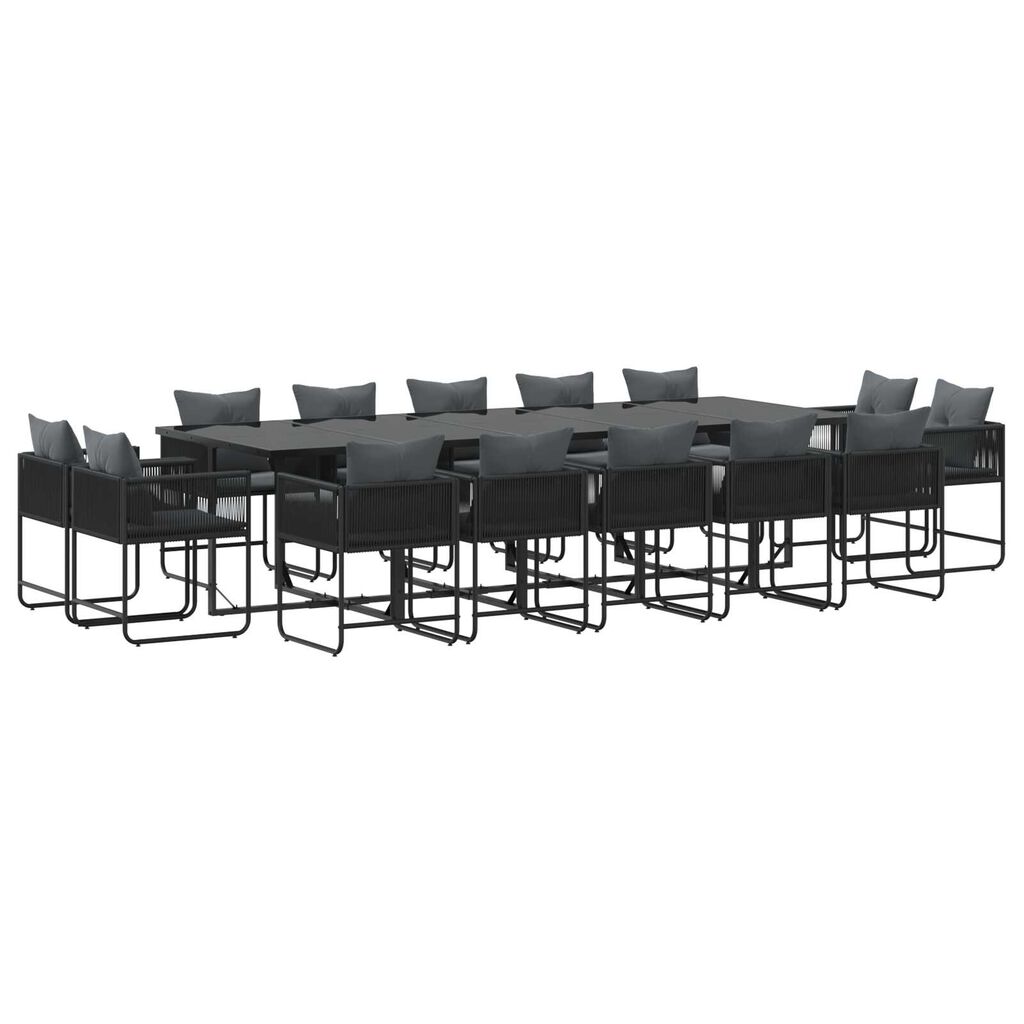 vidaXL Σέτ φαγητού για κήπο 15 pcs Μαύρο Ατσάλι