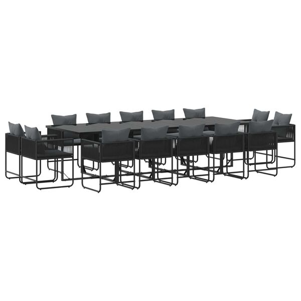 vidaXL Σέτ φαγητού για κήπο 15 pcs Μαύρο Ατσάλι
