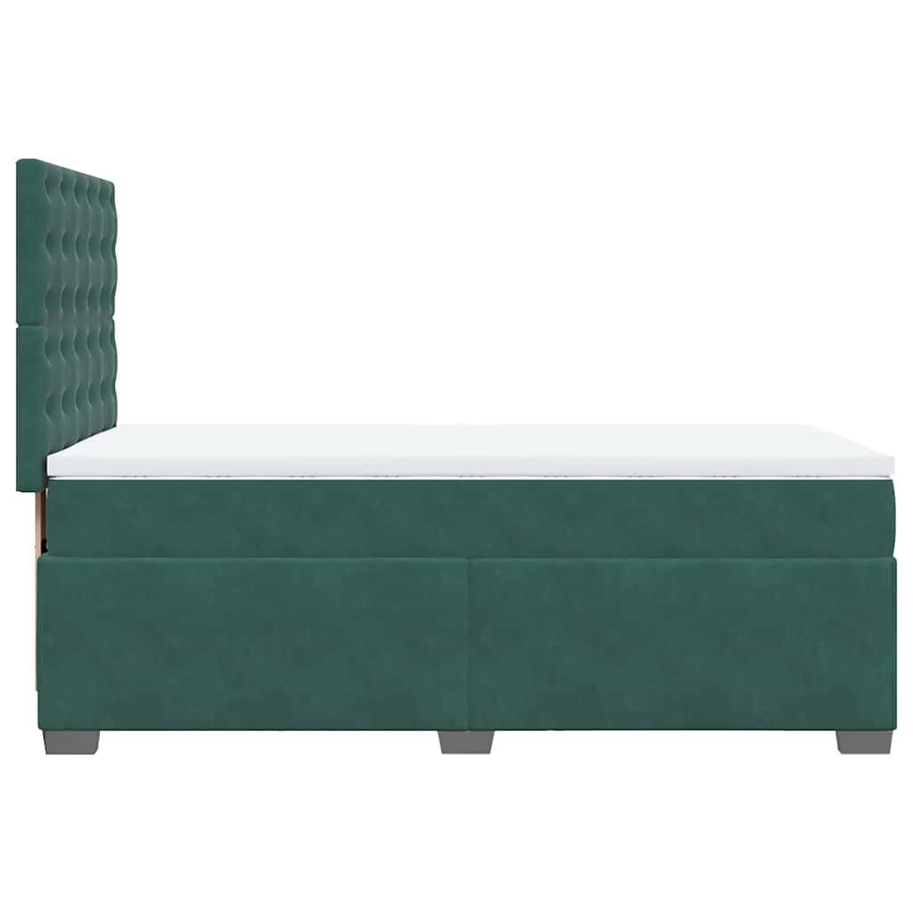 vidaXL Κρεβάτι Boxspring με Στρώμα Σκούρο Πράσινο 100x200εκ. Βελούδινο