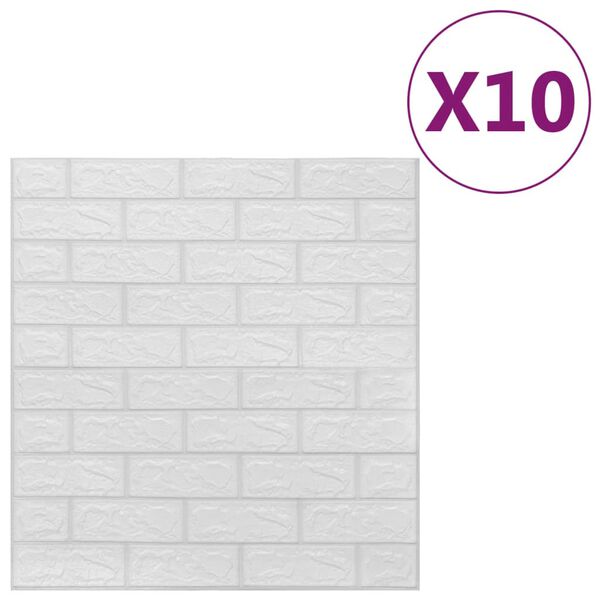 vidaXL 3D Τούβλα Ταπετσαρίας Αυτοκόλλητα Λευκά 10 τεμ.