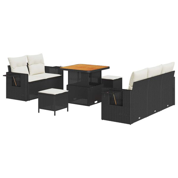 vidaXL Σετ Καναπέ Κήπου 8 pcs Μαύρο συνθετικό ρατάν