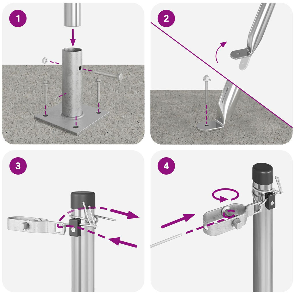 vidaXL Στυλοί φράχτη με βασεις 52 τεμ Ø32mm 88,5cm Γαλβανισμένο ατσάλι