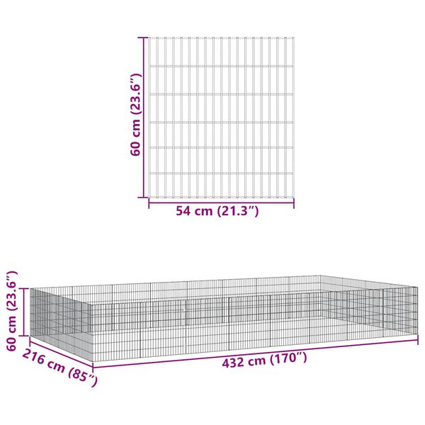 vidaXL Περίφραξη Ζώων Ελεύθερης Βοσκής 24 Πάνελ 54x60 εκ. Γαλβ. Σίδερο