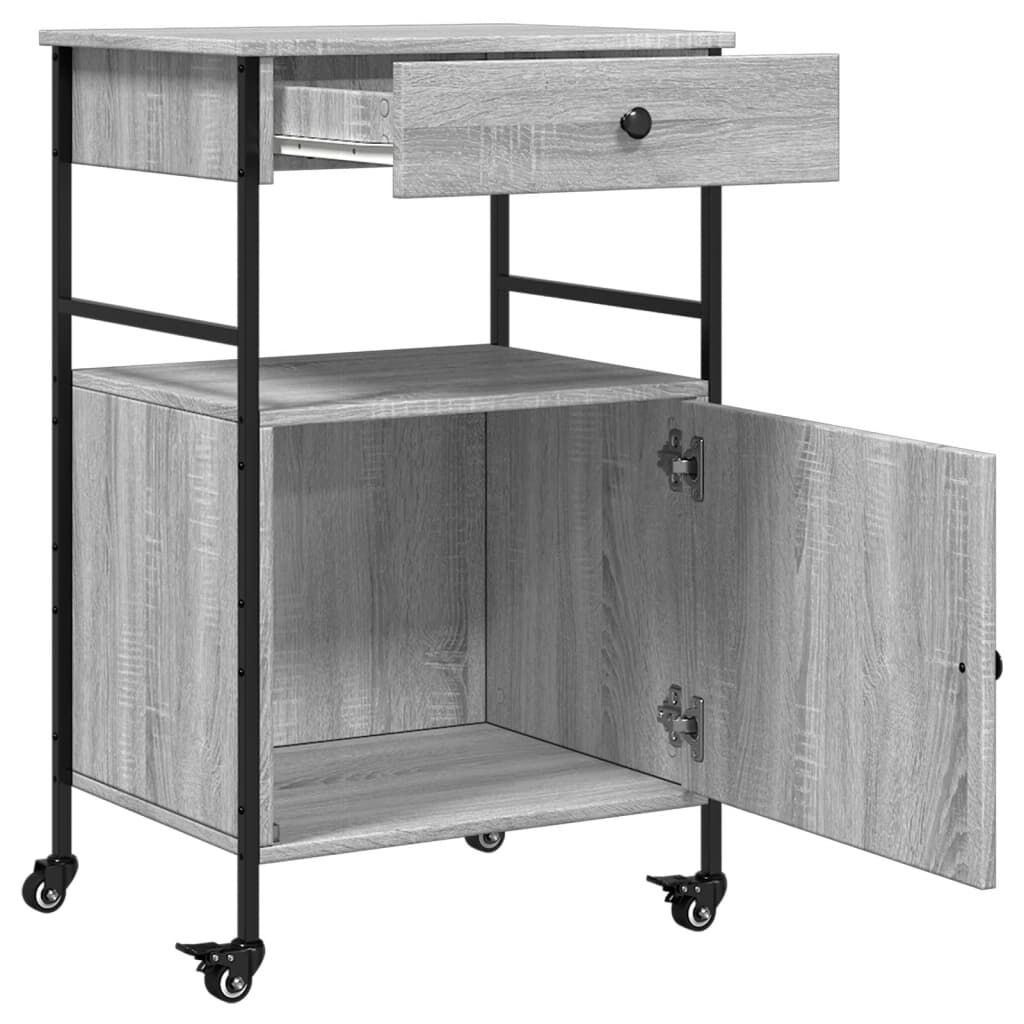 vidaXL Τρόλεϊ Κουζίνας Sonoma Γκρι 56x43x89,5 εκ. Επεξεργασμένο Ξύλο