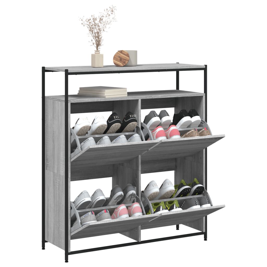 vidaXL Παπουτσοθήκη με 4 Ανακλ. Συρτάρια Γκρι Sonoma 100x34x112 εκ.