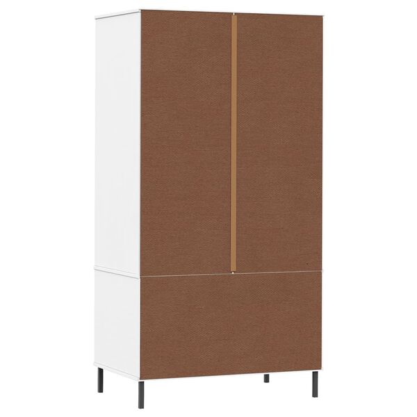 vidaXL Ντουλάπα OSLO Λευκή 90x55x172,5 εκ. Μασίφ Ξύλο με Μετ. Πόδια