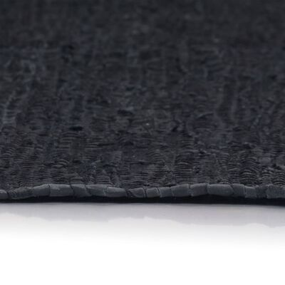 vidaXL Χαλί Chindi Χειροποίητο Μαύρο 190 x 280 εκ. Δερμάτινο